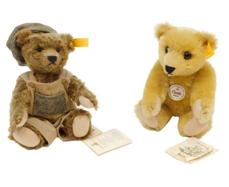 Steiff Classic Series Teddy bears, including a 1909 Classic Teddy bear, 25cm high, mohair, and a Classic Teddy bear, 23cm hig