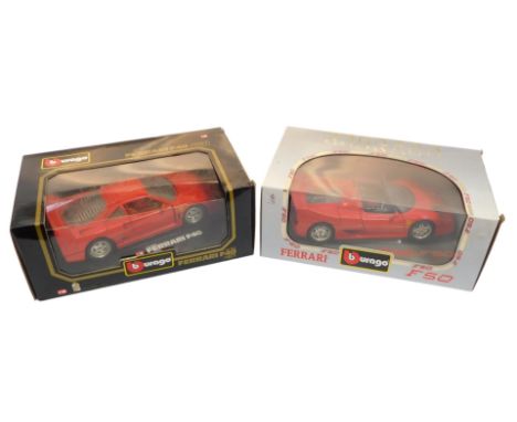 Two Burago diecast cars, 1:18 scale, comprising a Ferrari F50, and a Ferrari F40 (1987), boxed. 