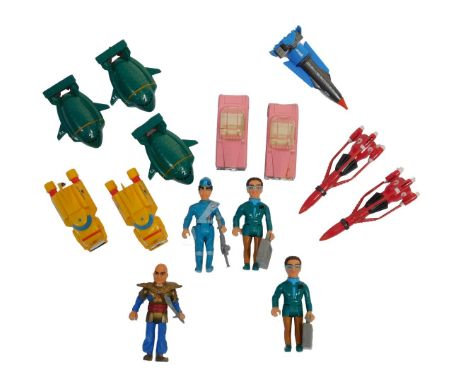 Matchbox and other diecast and plastic Thunderbirds vehicles and figures, including Thunderbird 1, Thunderbird 2, Thunderbird