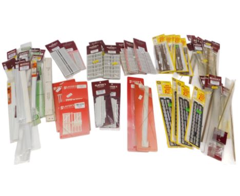Various Slater's Plastikard and other model railway components, including Slater's Fine Scale railway components 7A18 GWR sta