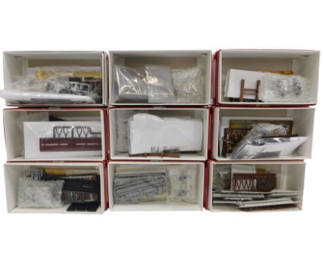 Slater's O gauge wagon kits, including 7045S Suncole, 7045D Denaby, 7045 eight plank side and end door, 7049 Maltby, 7029 MR 