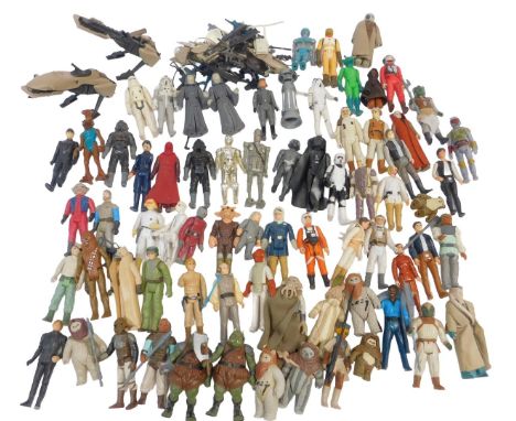 Kenner Star Wars figures, including Darth Sidious, Luke Skywalker, Ewoks, Gamorrean Guards, IG-88, Boba Fett, Obi-Wan-Kenobi,