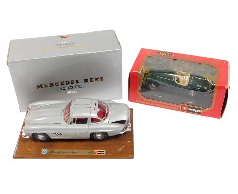 A Burago Jaguar XK120 Roadster (1948), and a Burago Mercedes Benz 300SL (1954), boxed. (2)