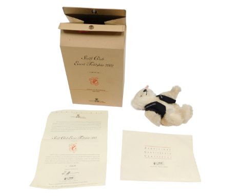 A Steiff Club Event Teddy bear 2002, Steiff Club edition 2002-2003, white mohair, 21cm tall, boxed.