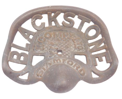 A Black Stone and Compy Ltd Stamford cast iron tractor seat, 39cm wide.
