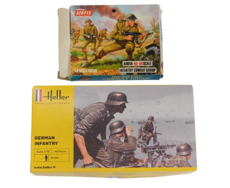 Airfix and Heller Airfix Infantry Combat Group and Heller German Infantry, OO scale, boxed.