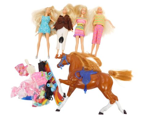 Various Barbie dolls, including Barbie Pop Sensation, Twirling Ballerina Barbie, Barbie accessories, etc. (1 box)