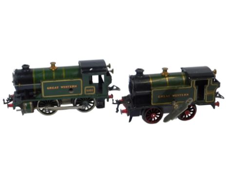 Two Hornby tinplate clockwork O gauge locomotives, 0-4-0 Great Western 5500 and 6600, with key. (2)