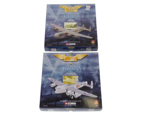 Corgi The Aviation Archive military aircraft, comprising 47302 Avro Lancaster RAF Coastal Command, and 47204 Avro York RAF Ki