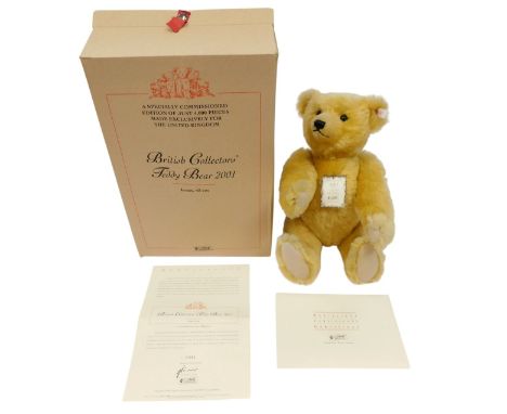 A Steiff British Collector's Teddy Bear 2001, brass mohair, 45cm tall, limited edition of 4000, boxed.