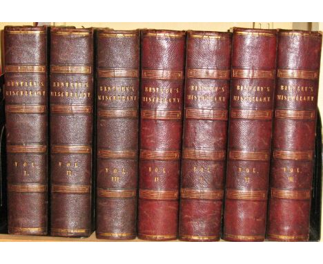 Seven leather bound volumes of Bentley's Miscellany (Richard Bentley) (1837 - 1840) edited by Charles Dickens ("Boz") includi
