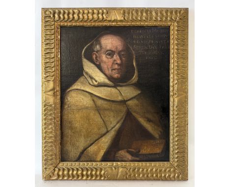 Continental School, 18th century - Portrait of a theologian holding a book, signed 'P. Sacri' to the edge of the book in the 
