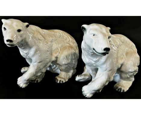 Two polar bears by Royal Dux, model 398, 26cm high