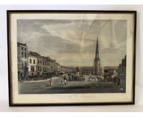 J.C. Stadler after T. Hollins - 'A View of High Street, Birmingham', hand-coloured aquatint on paper, published by T. Hollins