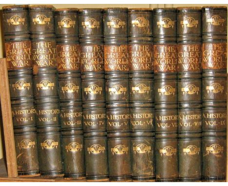 A complete nine volume set of The Great World War, A History - first edition, leather bindings; general editor Frank A Mumby,