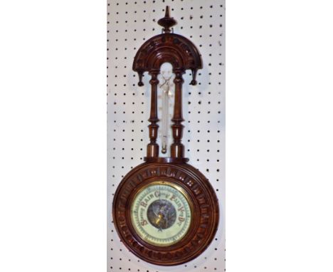 A barometer with painted porcelain dial 