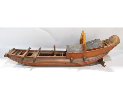 A 20th century scratch-built model of a Chinese junk/boat with detailed rigging, 62 cm long together with a late 19th/early 2