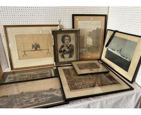 Thirteen framed works, to include: Frederick George Lewin (Local Artist, 1861-1933) - Scene of River Lock, initialled lower r
