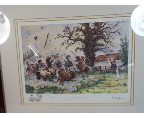 A Framed Limited Edition Thelwell Print, 'Come Along Girls! Playtimes Over'