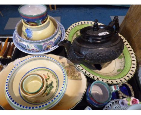 A Tray of Ceramics to Include Royal Doulton Series ware Bowl, Cyples Black Basalt Teapot (Chip to Spout) Wade Mustard Pot, Cl