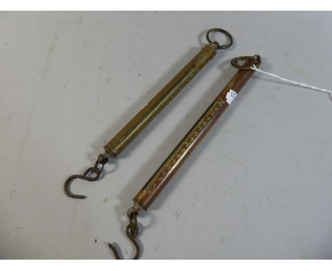 Two Brass Troy Ounce Silver Spring Balance Scales