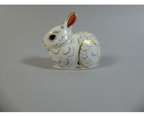A Royal Crown Derby Paperweight Bunny, with Gold Button