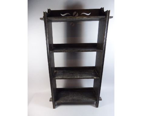An Ebonised Four Shelf Open Bookcase with Pierced Gallery. 96cm High