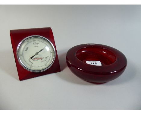 A White Friars Advertising Red Bubble Glass Bowl for Claudgen Neon Signs together with a Claudgen Barometer