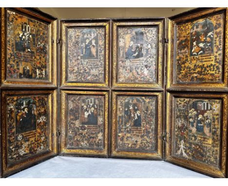 Master of the Echevinage of Rouen - Eight Miniatures in a Shrine - C.1457-80  /  Description:  Mounted in a 17th century's wo