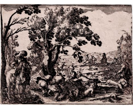 Italian 17th.C. - Wild Boar Hunt  /  Description:  Wild Boar Hunt. A fine and delicate etching from the period and in the sty