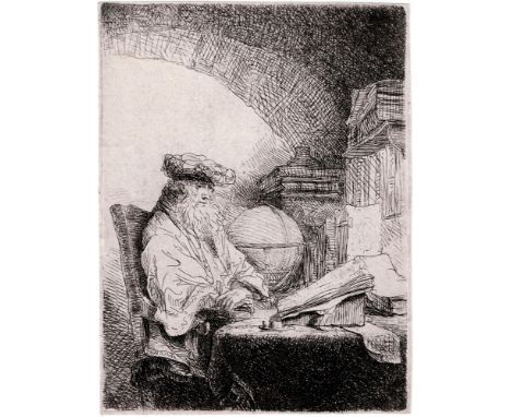 Ferdinand Bol (1616-1680) - The Astrologer  /  Description:  The astrologer; half-length figure, seated at a desk with a glob