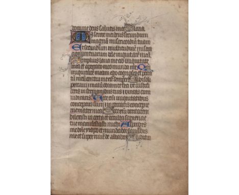 15th.C. Illuminated Leaf From Bruges Book Of Hours  /  Description:  Leaf from a mid 15th century's Book of Hours of Bruges. 