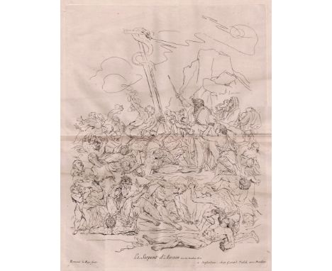 After Raymond La Fage - The Brazen Serpent  /  Description:  This hughe work on a sheet of 70 x 51 cm, signed Remond la Fage 