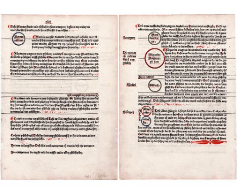 Dutch Incunabula - Werner Rolevinck -  Utrecht 1480  /  Description:  Incunabula sheet with handpainted rubrifications and in