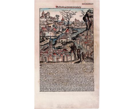 Nuremberg Chronicle -Westvalia Germanie  / Bassia Germanie - 1493  /  Description:  Folio CCLXXXIIII. Westvalia Germanie Prov