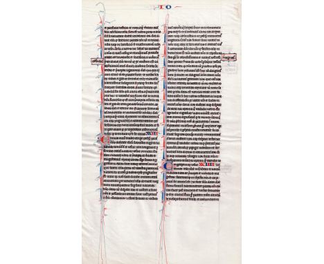 Manuscript on parchment - Circa 1280  /  Description:  13th century's parchment sheet from a Parisian Bible or Book of Hours,