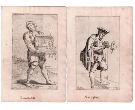 Annibale Carracci - Arti di Bologna: Seller of Spectacles, and A Messenger - 1646  /  Description:  Diverse figure al numero 