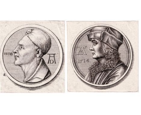 J.S. Leitner - Portraits of Dürer Father and  Michael Wolgemut - 1767  /  Description:  Two of the most important persons in 