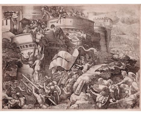 Georg Pencz  - The battle of Cartagena - 1539  /  Description:  Probably the largest print made by Georg Pencz who was known 