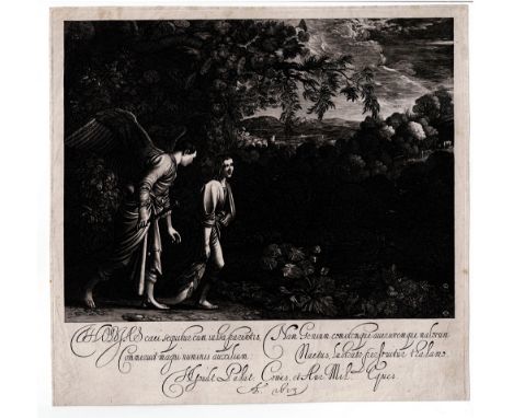 Hendrick Goudt, Adam Elsheimer, Tobias and the Angel.  /  Description:  Tobias and the Angel, large plate. Tobias, son of Tob