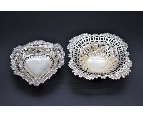 An Edwardian pierced silver bonbon dish, by&nbsp;William Hutton &amp; Sons Ltd, Birmingham 1907, 13.5cm wide; together with a