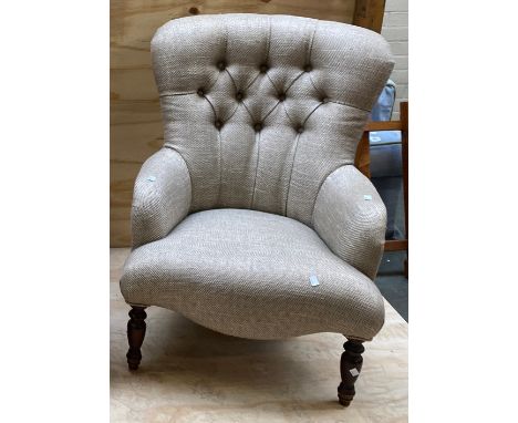 A button upholstered bedroom armchair, of recent manufacture