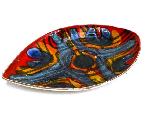 A Poole Pottery volcano oblong dish, 30cmL
