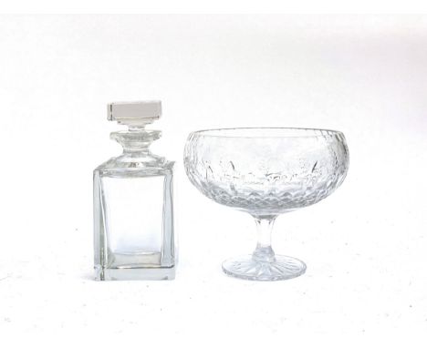 A Rogaska cut glass footed bowl 17cmH together with a heavy cut glass decanter 21cmH