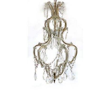 An Italian Murano glass style chandelier, 80cm long to top of fitting, 39cm wide