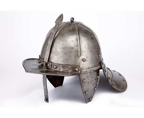dating: second quarter of the 17th Century provenance: Northern Germany, Iron skull, in one piece, adorned with radially disp