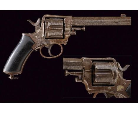 dating: 1875-1890 provenance: Belgium, Faceted, rifled, 11 mm cal. barrel, with fore-sight. Fluted, six-shot cylinder. In wor