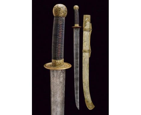 dating: 19th Century provenance: China, Strong, straight, single-edged blade, of straight shape, slightly curved at the tip. 