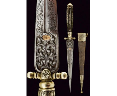 dating: late 18th Century provenance: Naples, Straight, double-edged blade with groove in the center, base finely carved with