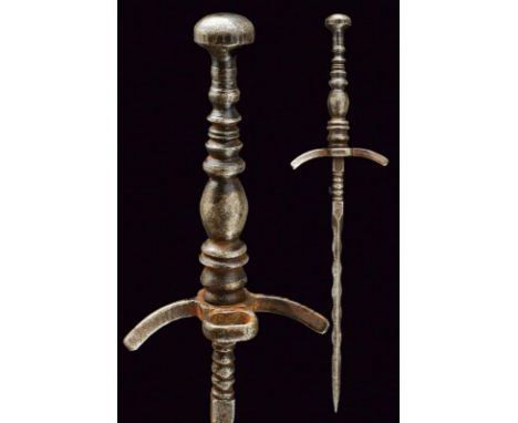 dating: 17th Century provenance: Europe, Straight blade of square section, with undulated borders. Long neck with knots. Iron